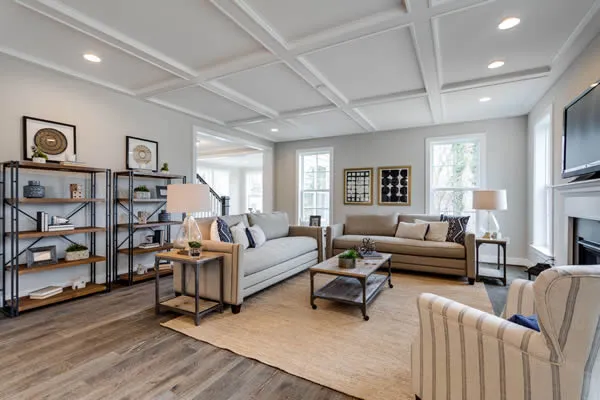 Evergreene Homes floorplan interior coffered ceilings